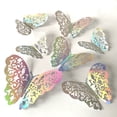 thumbnail image 3 of Set Of 12, 3D Colorful Silvery Butterfly Wall Sticker, Self-adhesive Hollow Paper Three-dimensional Decal For Living Room Bedroom, Wall Decoration, Home Room Decor, 3 of 5