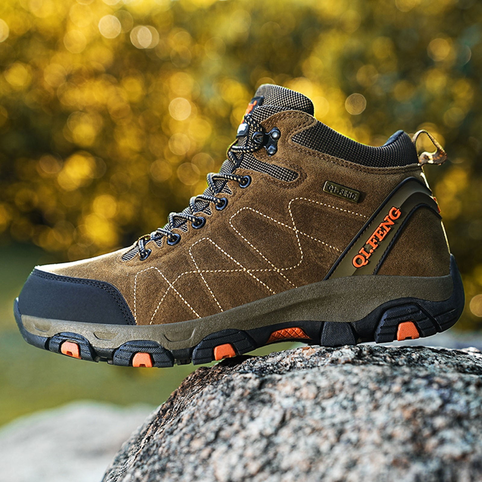 Modisza Men's Hiking Shoes Water Proof Daily Walking Ankle Boots Round Toe Lace Up Trekking Climbing Outdoor Sport Sneakers Size 7.5 Brown