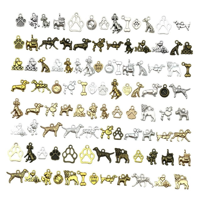 100 colgantes con dijes de para manualidades, vintage, decorativos, de aleación de zinc, versátiles para hacer joyas, accesorios y colgantes