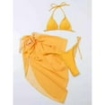 thumbnail image 4 of Fesfesfes Ladies Bikini Sets Sling Tops High Waist Shorts Bottoms 3-piece Swimsuit Split Swimwear Women Beachwear Under $10, 4 of 5