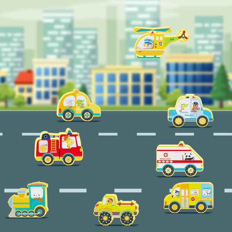 PicassoTiles Metro City Vehicle Magnetic Tile Set 8 Pieces photo 6