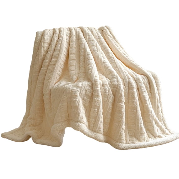 Leodye 1PCS Striped Flannel Fleece Throw Blanket Warm Cozy Home Decor All-season Sofa Bed Microfiber Blanket -59.05x78.74in