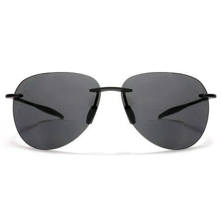 Maui Sports Aviator Bi-Focal Sun Readers Sunglasses Ultra Flex TR90 Black - 2 / Black