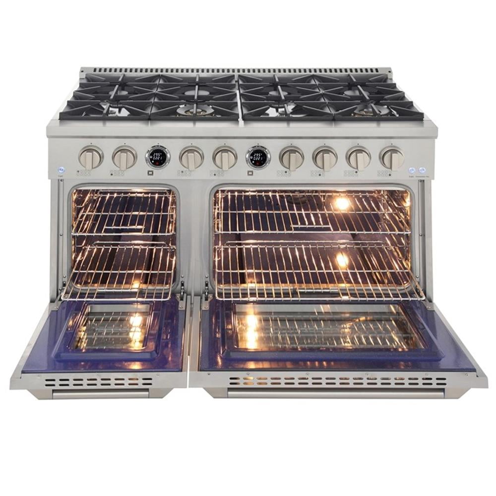 Pemberly Row 48" 6.7cu. ft. Steel 8 Burners Dual Fuel Range for Propane Gas