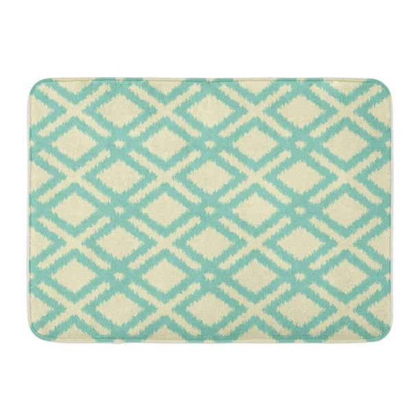 LADDKE Ikat Geometric Diagonal Squares in Vintage Teal and Cream Colors ...