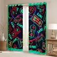 thumbnail image 2 of Homewish Abstract Gamer Curtains Pack of 2 (42x84 Each) for Teens Boys Girls,Video Game Curtains Blackout,Green Red Bedroom Curtains,Breathable Home Decor, 2 of 6
