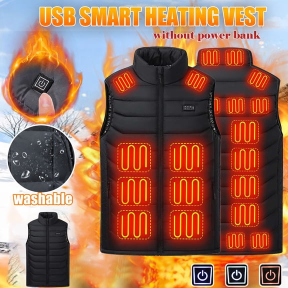 Luivaraty Mens Womens Heated Vest with Battery Powered 8 Heating Area 3 Temperature Modes Jackets Casual Winter Warm Fleece Jacket, S-3XL