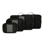 btL 4 Piece Nylon Mesh Front Expandable Zippered Compression Packing Cubes, Black