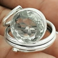 thumbnail image 3 of Crystal Quartz Gemstone Handmade Jewelry, White Stone Round Ring, Unique Metaphysical Gifts, Bohemian Twisted Design Ring, Boho Chic Ring, Victorian Ring (Crystal Quartz, Size 7), 3 of 5