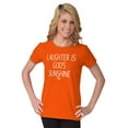 thumbnail image 3 of Laughter God's Sunshine Religion Womens Slim Fit Graphic Tee Brisco Brands S, 3 of 5