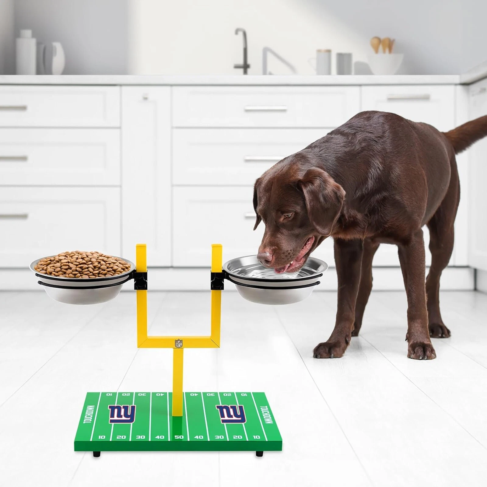 Pets First NFL Goalpost Elevated Dog Feeder Stainless Steel & Adjustable