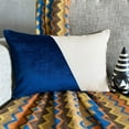 thumbnail image 6 of The HomeCentric Decorative Blue Pack of 2, 12"x20" (30x50 cm) Lumbar Pillow Cover, Velvet & Linen Solid Color Block Oblong Pillow, Patchwork Pattern Modern Style - Velutinous Blue, 6 of 10
