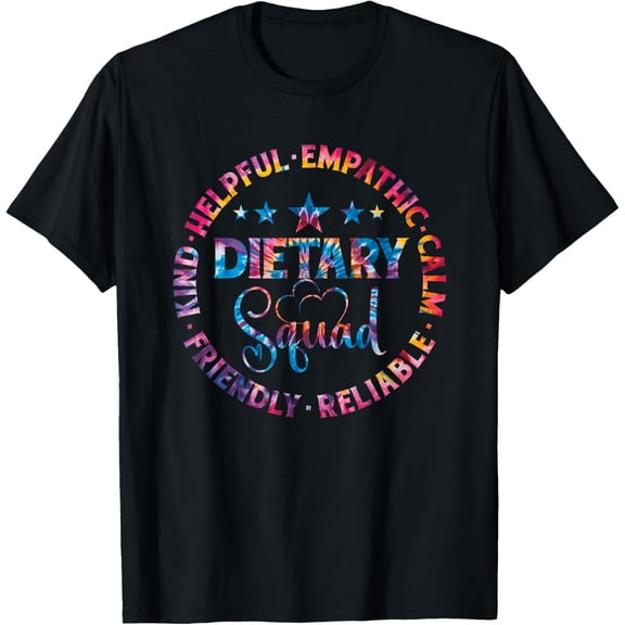 t-shirt Dietary Squad Tie Dye Healthcare Worker Dietitian Squad T-ShirtMen and women can wear, black T-shirts, gifts. Age: M,L，XL 2XL, 3XL, 4XL
