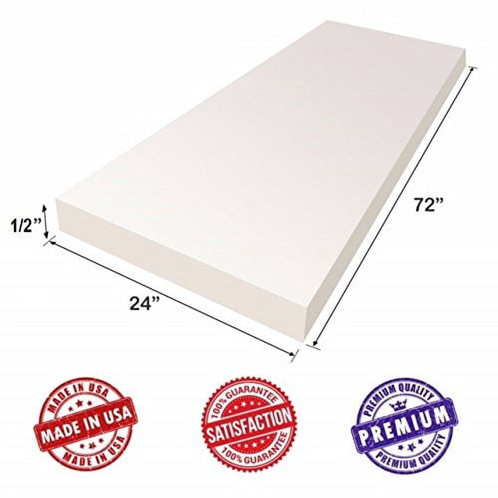 Upholstery Visco Memory Foam Sheet- 1/2"Hx24W"x72L"- 3.5 lb Density- Luxury Quality- Good for Sofa Cushion, Mattresses, Wheelchair, Doctor Recomended for Backache & Bed Sores- Dream Solutions USA