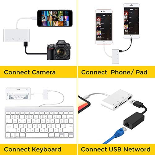 SD Card Reader, Digital Camera Reader Adapter Cable, Nk108L SD TF Card Reader HUB,Kit 4 in 1 to