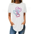 thumbnail image 1 of FAIWAD Tuniques à Manches Courtes pour Femmes, Col Rond, Blouses Amples, T-shirts Graphiques avec Cœur Mignon, 1 of 3