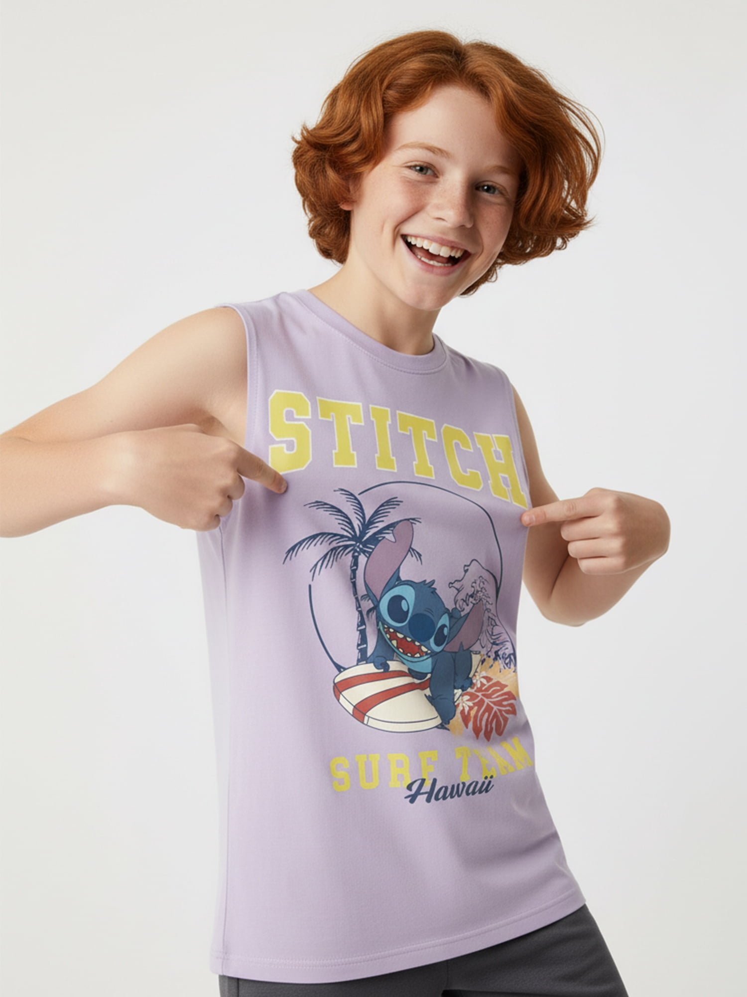 Lilo & Stitch Boys Surf Team Graphic Muscle Tank Top, Sizes 4-18