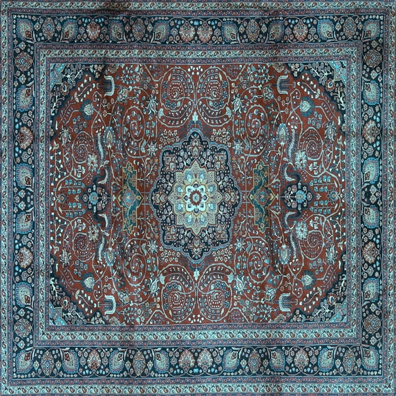 Ahgly Company Indoor Square Persian Light Blue Traditional Area Rugs, 8' Square