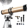 thumbnail image 1 of Telescopio Astronomico Reflector Tasco Luminova Dorado 900x114 mm Profesional Montura Ecuatorial para Observación Astronómica y Terrestre, 1 of 12