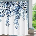 thumbnail image 2 of Extra Long Shower Curtain Blue Shower Curtains for Bathroom,Watercolor Leaf Shower Curtain Sets Waterproof Plant Shower Curtain Blue Fabric Cloth Bathroom Curtains 72x84 inch with Hooks, 2 of 6