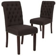 thumbnail image 2 of BizChair Set of 2 Brown Fabric Parsons Chair with Rolled Back, Accent Nail Trim and Walnut Finish, 2 of 13