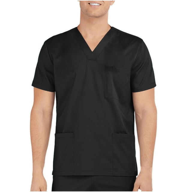 Hombres Tops Manga corta con cuello en V Tops Uniforme de trabajo Color sólido con bolsillos Blusa Pompotops oipoqjl34065