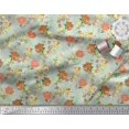 thumbnail image 3 of Soimoi Orange Poly Georgette Fabric Leaves & Floral Printed Craft Fabric by The Yard 42 Inch Wide, 3 of 3