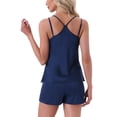 thumbnail image 3 of INSPIRE CHIC Womens Satin Short Loungewear Sets Dual Straps Sleeveless Racer Back Sexy Silky Cami Pajama Sets 2 Pcs M Blue, 3 of 6