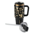 thumbnail image 5 of Thyme & Table 32 fl oz Stainless Steel Luna Tumbler with Handle and Dual Straw Lid, Black & Gold Bows, 5 of 11