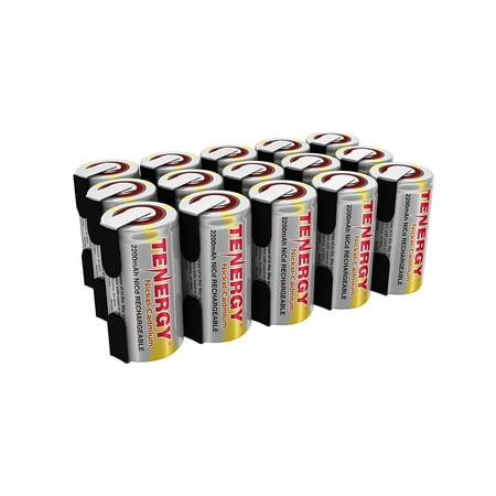 Tenergy 2200mAh Sub C NiCd Battery for Power Tools, 1.2V Flat Top Rechargeable Sub-C Cell Batteries with Tabs,