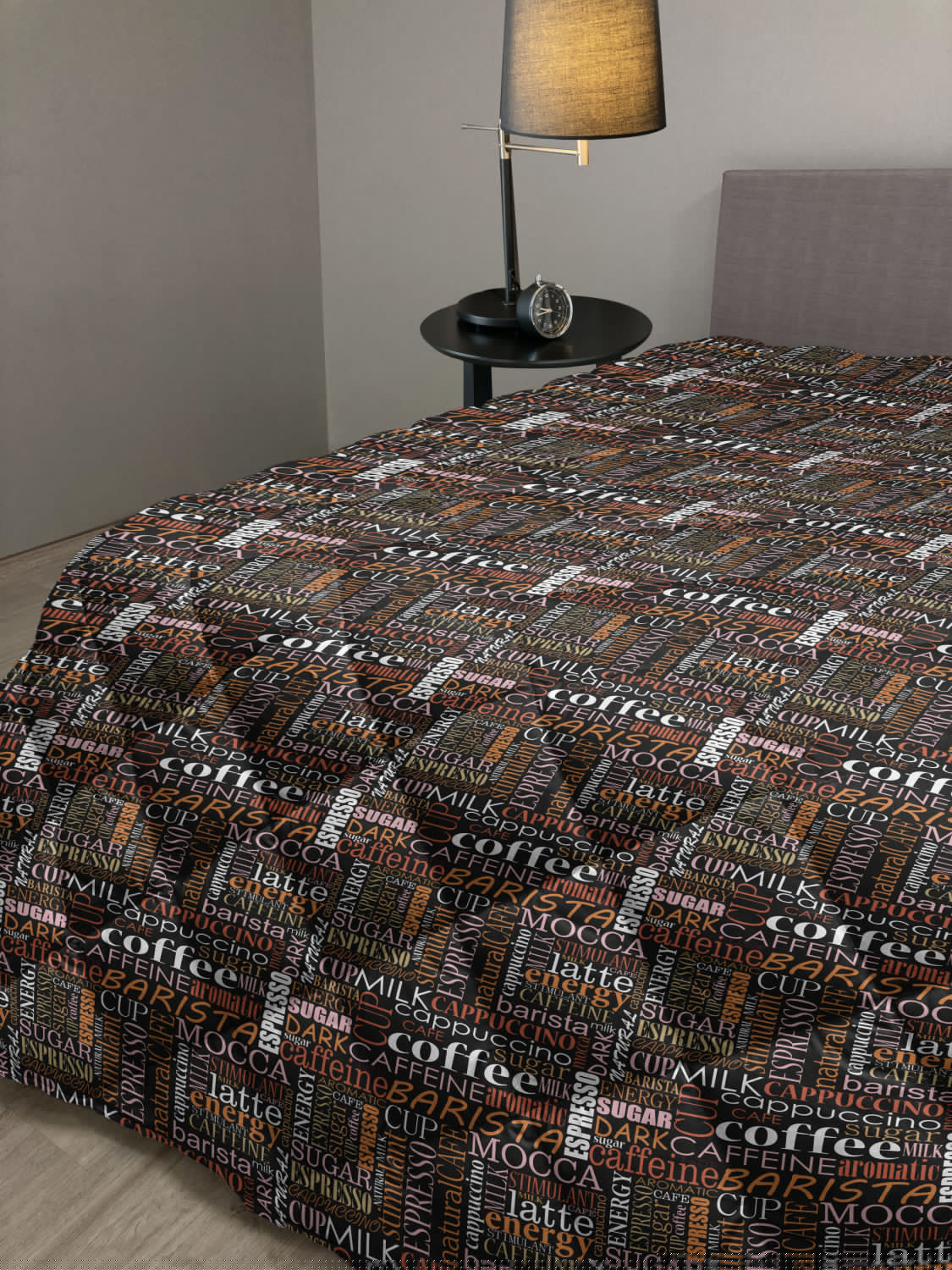 thumbnail image 2 of Coffee Down Alternative Comforter, Conceptual Watercolor Art with Beans and Spilled Java Drops Circular Stains, Microfiber Quilt for All Season, 5 Sizes, Pale Brown White, by Ambesonne, 2 of 3