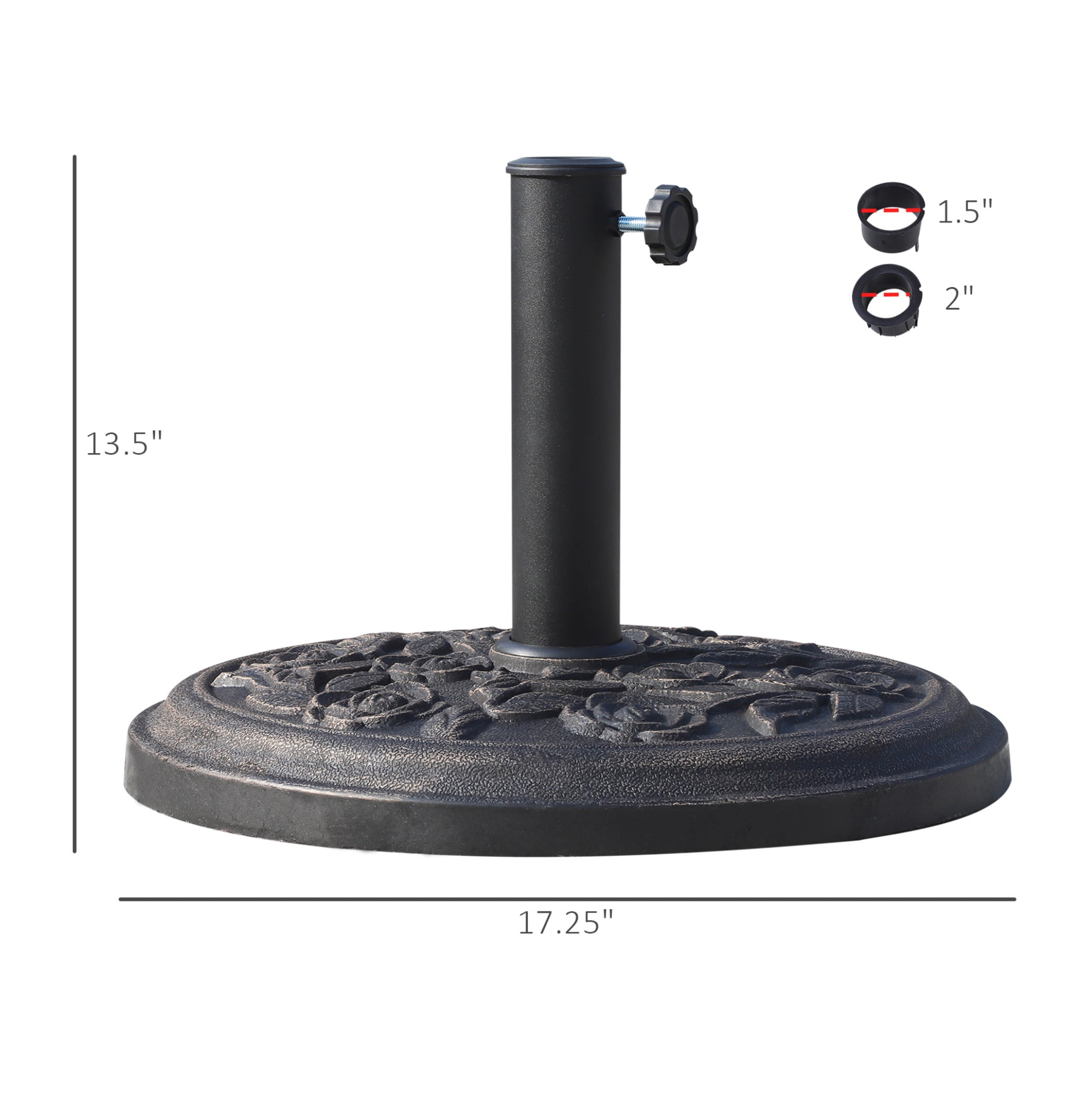 26lbs Heavy Duty Umbrella Base, 17" Umbrella Stand Outdoor Base with Decorative Pattern, for Patio, Outdoor, Swimming Pool, Bronze