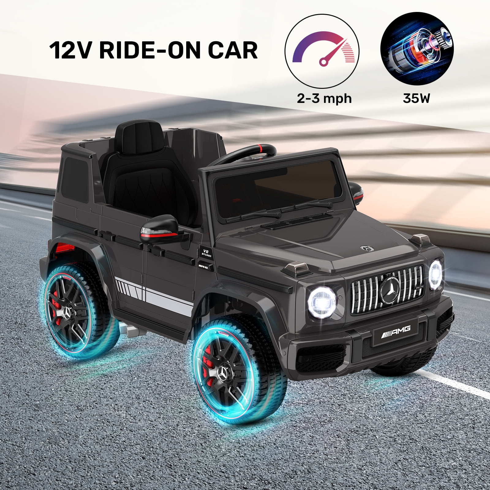 TOKTOO 12V Powered Ride on Toy Mercedes-Benz G63 Licensed for Kids, Electric Toddler Ride on Car w/Parent Remote Control, MP3, LED Headlight, Gift for Boys Girls Aged 2-4 Years, Black