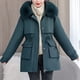 thumbnail image 5 of Chaqueta informal de manga larga con capucha y cuello alto para mujer, abrigo con capucha, bolsillos y cremallera, forro interior desmontable, color liso, con cintura anudada, 5 of 7