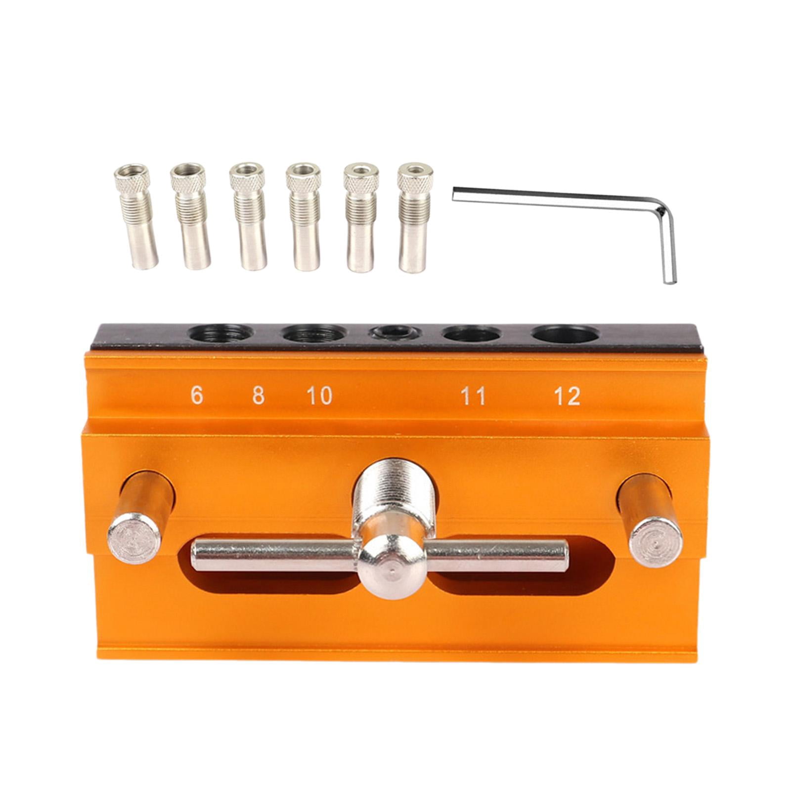 figatia Dowel Jig for Straight Holes Set Tool Versatile Adjustable Width 0.4inch-2.3inch Drill Jig with 6 Guide Bushings Golden
