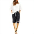 thumbnail image 2 of Puntoco pantalones cortos de verano para mujer, moda 2024, pantalones cortos informales con estampado de cinco puntos de verano para mujer, pantalones cortos de lino y algodón de talla grande, 2 of 6