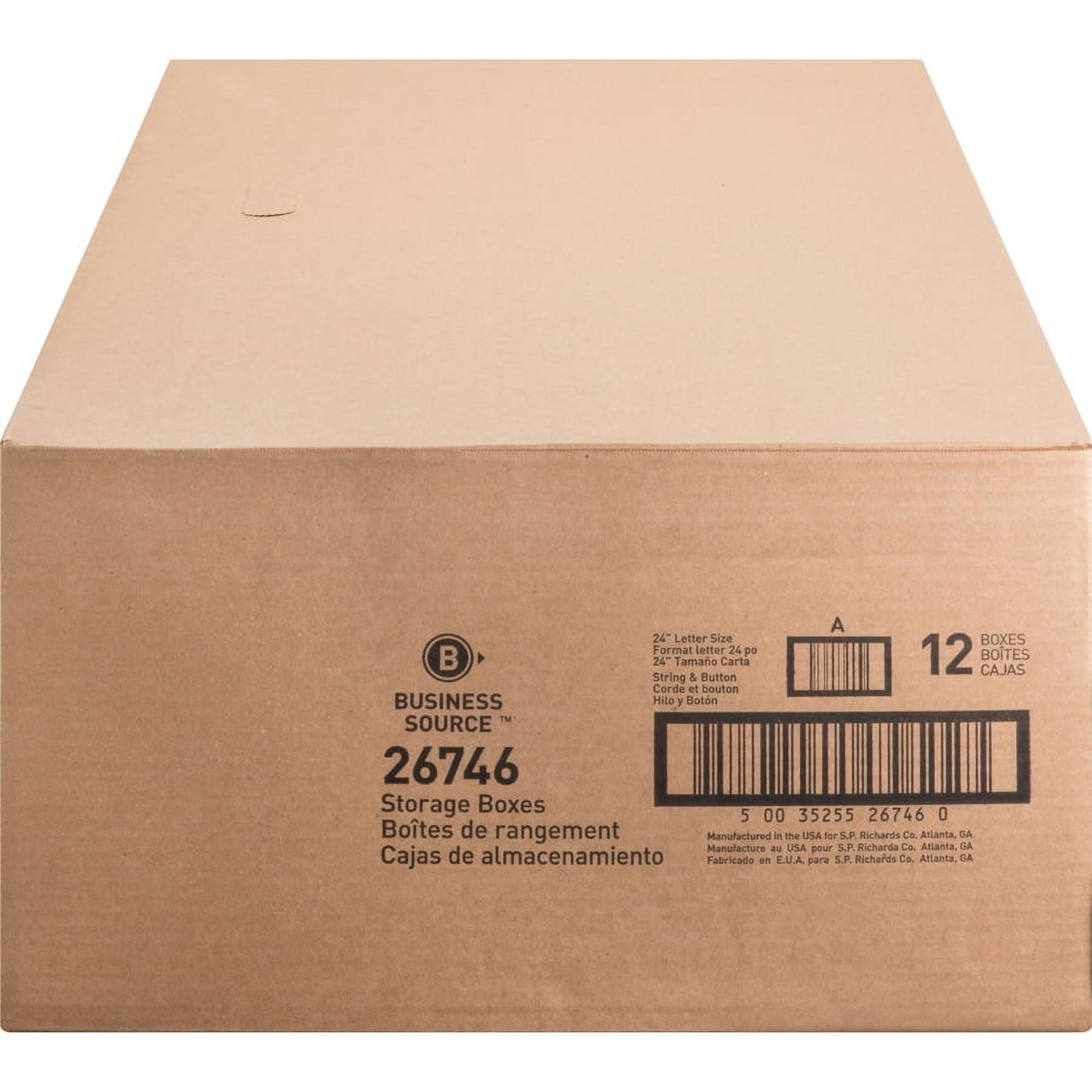 Business Source Medium Duty Letter Size Storage Box Internal Dimensions: 12" W X 24" D X 10" H & External Dimensions: 12.3" W x 24.1" D x 10.8" H