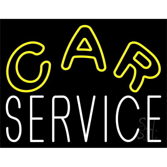 Car Service LED Neon Sign 24 x 31 - inches, Clear Edge Cut Acrylic Backing, with Dimmer - Bright and Premium built indoor LED Neon Sign for automotive store, and mall.