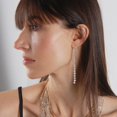 thumbnail image 2 of Humble Chic CZ Drop Earrings for Women - Long Silver Statement Duster Earrings, 2 of 9