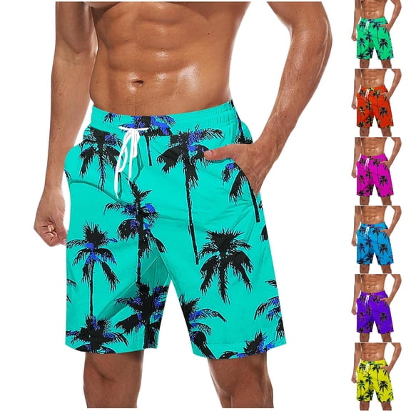 CHUMUD Men's Swim Trunks Hawaiian Bathing Mesh Lining Suit Swimsuits Beach Shorts Summer Casual (Avail for Big & Tall)