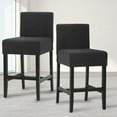 thumbnail image 5 of Counter Bar Stools Set of 2, Bar Stool with Back, Linen Fabric Upholstered Seat Barstool with Wooden Base for Kitchen Island Dining Room Pub, Dark Gray, 5 of 5