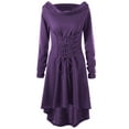 thumbnail image 2 of hirigin Women Halloween Costume Solid Color High Low Long Sleeve Hooded Dress for Party Role-playing Cosplay, 2 of 9