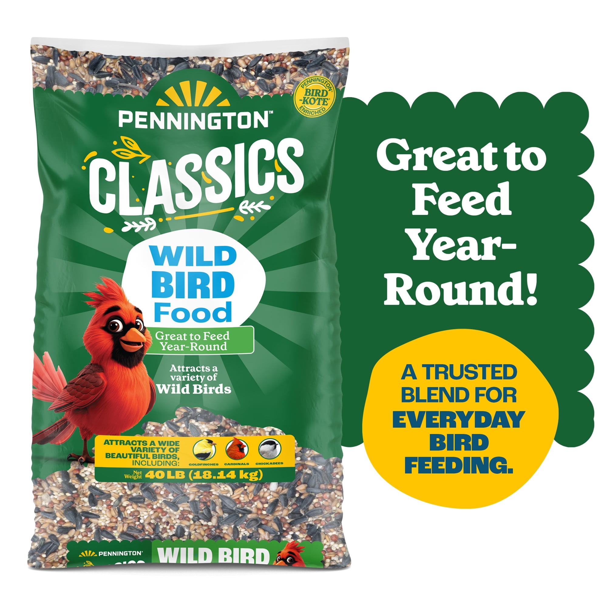 Pennington Classic Wild Bird Feed and Seed, 40 lb. Bag, 1 Pack