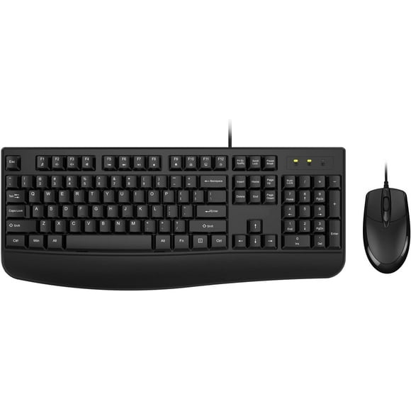 ERDS-Wired Keyboard and Mouse Combo, Full-Sized Ergonomic Computer Keyboard with Palm Rest and Optical Wired Mouse for Windows, Mac OS Desktop/Laptop/PC…