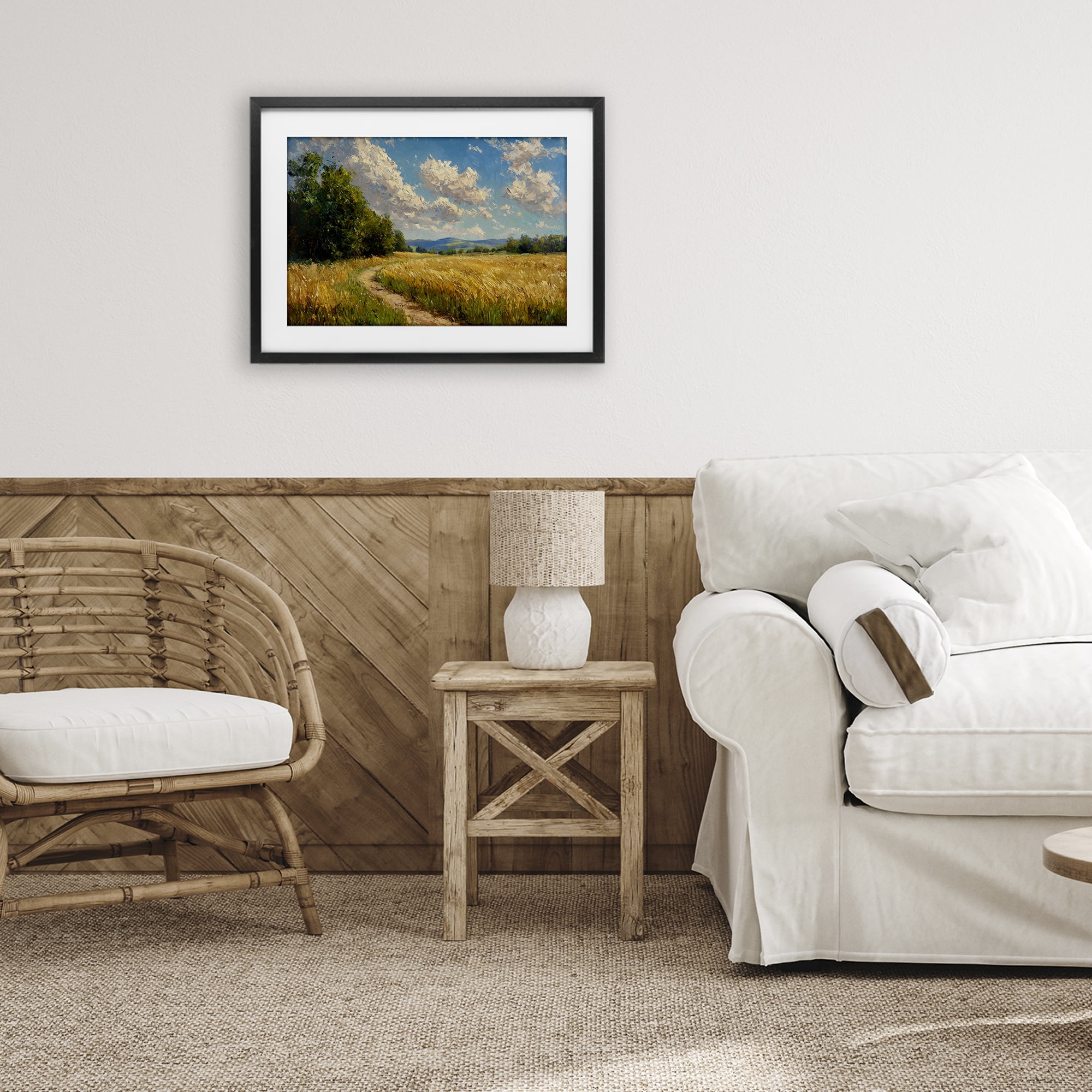 Stupell Industries Winding Path Through Wheat Field Black Framed Print Under Glass, design by Creative Studio