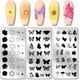 thumbnail image 1 of Juego de 3 placas para estampar uñas con diseño de flores, mariposas y hojas. Plantillas para estampar uñas con motivos de plantas. Placas de acero inoxidable con imágenes para uñas., 1 of 7