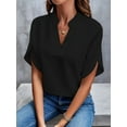 thumbnail image 3 of Women'S Chiffon Blouse Shirt V Neck Dressy Tunic Tops Black S, 3 of 5