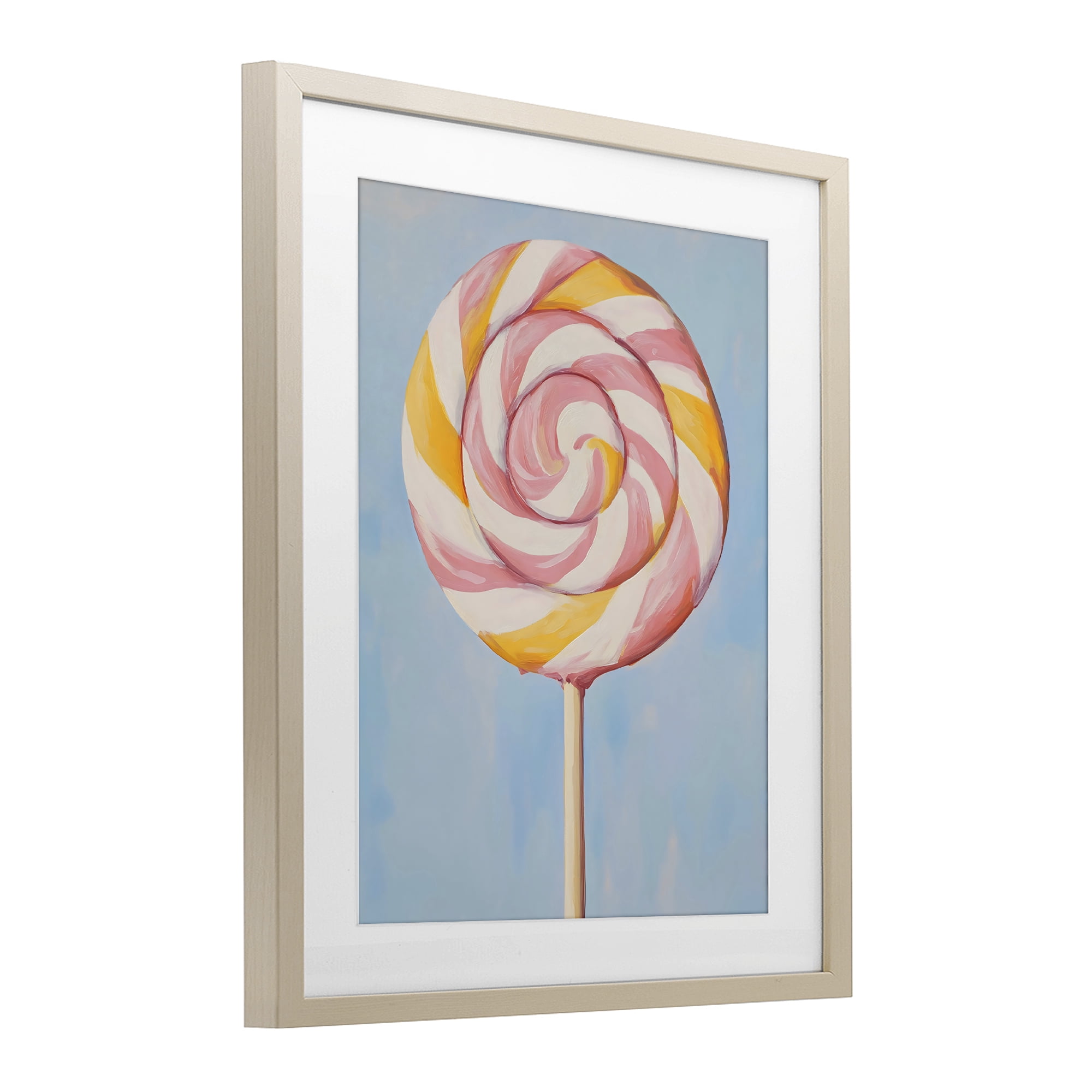 Stupell Industries Lollipop with Pink & Orange Swirl Birch Framed Print Under Glass, design by The Prints Vibe