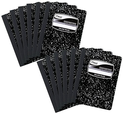 09932 100-Count Black Marble College Ruled 9 Pack-of Mead Square Deal Composition Book 