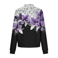 thumbnail image 4 of Uaswgudfs Women's Fall Winter Fashion Casual Purple Floral Printed Waffle Knit Zip Up Long Sleeve Pocketed Jacket/Outerwear for Daily & Outdoor Styling Purple M, 4 of 5